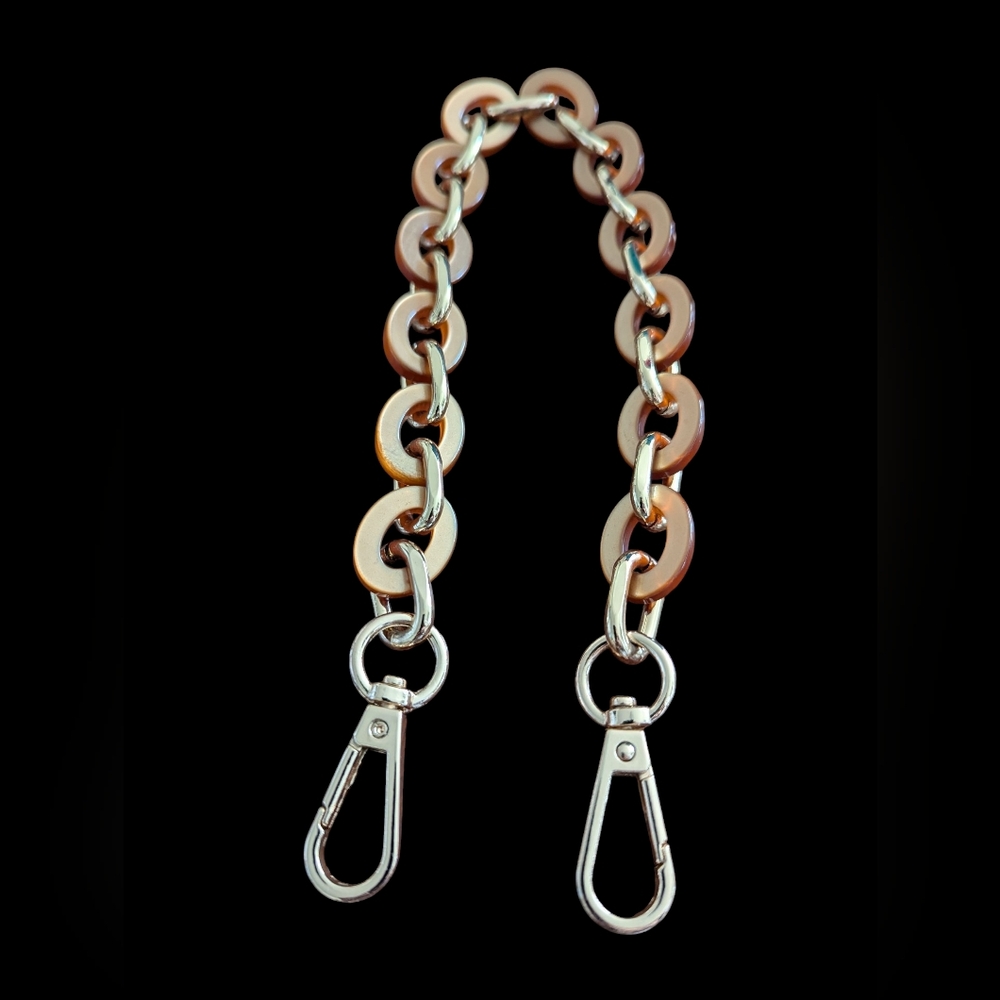 Stylish Tan Enamel and Gold Chain Strap